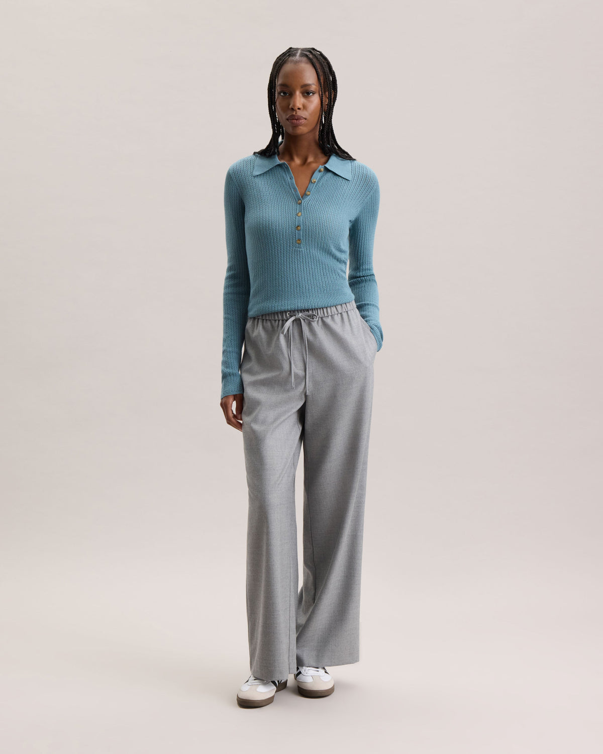 MICRO CABLE-KNIT SWEATER