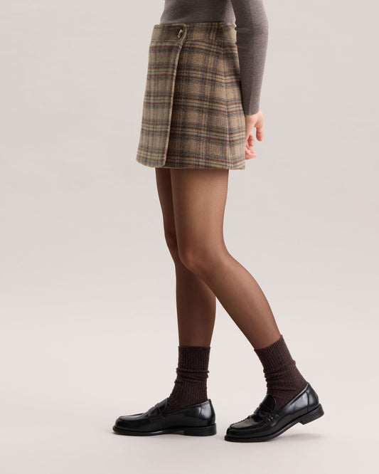 WOOL PLAID SKIRT