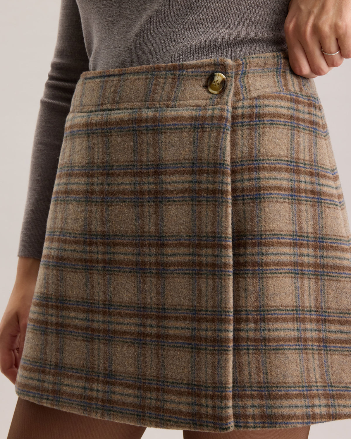 WOOL PLAID SKIRT