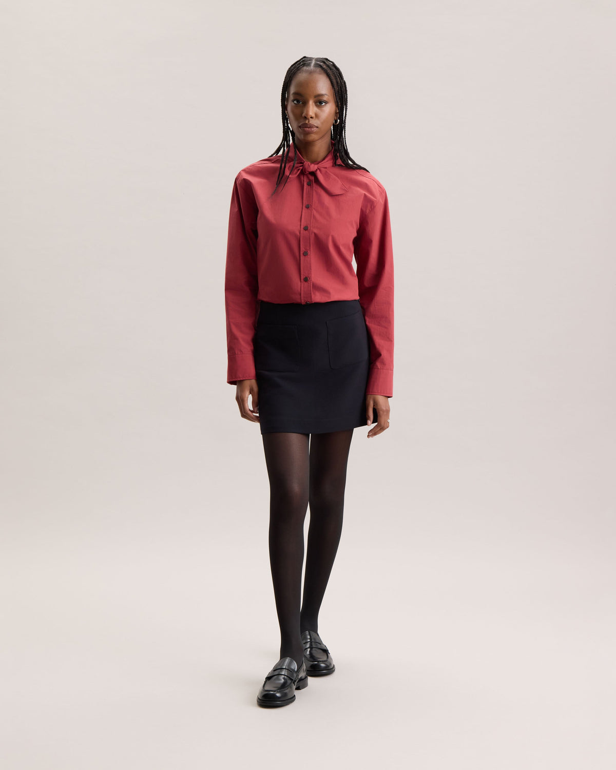 POPLIN SCARF BLOUSE